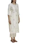 Label Earthen_Off White Silk Chanderi Kurta Set For Kids_Online_at_Aza_Fashions