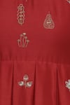 Label Earthen_Red Silk Chanderi Kurta Set For Kids_at_Aza_Fashions