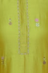 Label Earthen_Yellow Silk Chanderi Kurta Set For Kids_at_Aza_Fashions