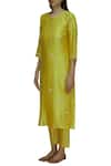 Buy_Label Earthen_Yellow Silk Chanderi Kurta For Kids_Online_at_Aza_Fashions