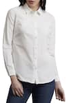 Shop_Label Ritu Kumar_White Poplin Shirt Collar Embroidered _Online_at_Aza_Fashions