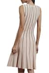 Shop_Label Ritu Kumar_Pink Viscose Round Striped Flared Dress  _at_Aza_Fashions