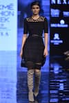 Buy_Label Ritu Kumar_Black Viscose Round Flared Dress _at_Aza_Fashions