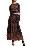 Buy_Label Ritu Kumar_Black Crepe Printed Skirt _at_Aza_Fashions