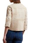 Shop_Label Ritu Kumar_Beige Cotton Voile Round Neck Embroidered Jacket  _at_Aza_Fashions