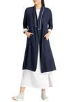 Buy_Three_Blue Cotton Twill Long Jacket _at_Aza_Fashions