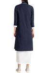 Shop_Three_Blue Cotton Twill Long Jacket _at_Aza_Fashions