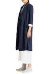 Three_Blue Cotton Twill Long Jacket _Online_at_Aza_Fashions