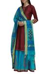 Buy_Samyukta Singhania_Maroon Chanderi, Cotton Gota Patti Round Neck Kurta Lehenga Set_at_Aza_Fashions