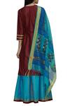 Shop_Samyukta Singhania_Maroon Chanderi, Cotton Gota Patti Round Neck Kurta Lehenga Set_at_Aza_Fashions