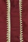 Samyukta Singhania_Maroon Chanderi, Cotton Gota Patti Round Neck Kurta Lehenga Set_at_Aza_Fashions