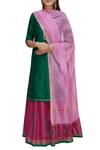 Buy_Samyukta Singhania_Pink Chanderi Kurta Lehenga Set_at_Aza_Fashions