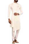 Buy_Aryavir Malhotra_Off White Linen Asymmetric Kurta Set_at_Aza_Fashions