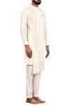 Aryavir Malhotra_Off White Linen Asymmetric Kurta Set_Online_at_Aza_Fashions