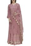 Buy_Poonam Dubey_Pink Organza, Chikankari Round Kurta Lehenga Set_Online_at_Aza_Fashions