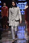 Buy_Kunal Rawal_Grey Poplin Embroidered Nehru Jacket Set_at_Aza_Fashions