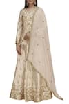 Samyukta Singhania_Beige Silk Embellished Kurta Lehenga Set_Online_at_Aza_Fashions