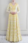 Buy_Falguni Shane Peacock_Yellow Georgette Embroidered Anarkali With Dupatta_at_Aza_Fashions