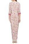 Shop_Soup by Sougat Paul_Pink Crepe Printed Floral Round Neck Dress With Asymmetrical Jacket _at_Aza_Fashions