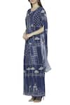 Soup By Sougat Paul_Blue Crepe Geometric Motifs Round Neck Printed Jumpsuit _Online_at_Aza_Fashions