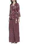 Buy_Soup By Sougat Paul_Purple Crepe Geometric Motifs V Neck Printed Jumpsuit _Online_at_Aza_Fashions