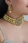 Shop Zevar By Geeta Gold Plated Kundan Bead Choker Set at Aza Fashions Shop_Zevar By Geeta_Gold Plated Kundan Bead Choker Set_at_Aza_Fashions