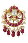 Zevar by Geeta_Gold Plated Stones Kundan Chandbalis_Online_at_Aza_Fashions