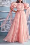 Buy_Mahima Mahajan_Pink Soft Net Round Embroidered Gown _at_Aza_Fashions