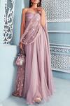 Buy_Mahima Mahajan_Purple Organza Square Neck Embroidered Anarkali With Dupatta_at_Aza_Fashions