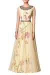 Buy_RI.Ritu Kumar_Beige Nylon Net Round Printed Gown _at_Aza_Fashions