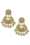 Shop_MAISARA JEWELRY_Gold Plated Kundan Chandbalis_at_Aza_Fashions