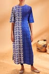 Buy_Masaba_Blue Printed Silk Kurta_at_Aza_Fashions