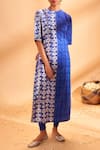 Shop_Masaba_Blue Printed Silk Kurta_at_Aza_Fashions