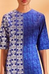 Buy_Masaba_Blue Printed Silk Kurta_Online_at_Aza_Fashions