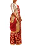 Masaba_Maroon Printed Chanderi Saree With Unstitched Blouse Fabric_Online_at_Aza_Fashions