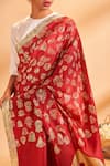 Buy_Masaba_Maroon Printed Chanderi Saree With Unstitched Blouse Fabric_Online_at_Aza_Fashions