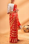 Buy_Masaba_Red Natural Crepe Patraka Print Saree With Unstitched Blouse Fabric_at_Aza_Fashions