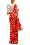 Masaba_Red Natural Crepe Patraka Print Saree With Unstitched Blouse Fabric_Online_at_Aza_Fashions