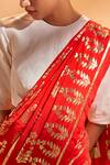 Buy_Masaba_Red Natural Crepe Patraka Print Saree With Unstitched Blouse Fabric_Online_at_Aza_Fashions