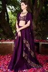 Buy_Prathyusha Garimella_Purple Asymmetric Cape Lehenga Set _at_Aza_Fashions