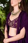 Prathyusha Garimella_Purple Asymmetric Cape Lehenga Set _Online_at_Aza_Fashions