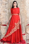 Buy_Prathyusha Garimella_Red Embroidered Anarkali With Belt _at_Aza_Fashions