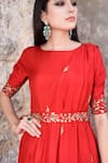 Shop_Prathyusha Garimella_Red Embroidered Anarkali With Belt _at_Aza_Fashions