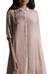 Buy_Abhishek Sharma_Pink Chiffon Spread Collar Embroidered Shirt Dress_Online_at_Aza_Fashions