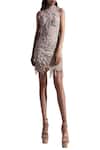 Abhishek Sharma_Pink Organza, Net Round Textured Short Dress_Online_at_Aza_Fashions