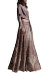 Shop_Abhishek Sharma_Grey Silk Organza Asymmetric Embroidered Skirt Set  _at_Aza_Fashions