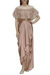 Buy_Divya Kanakia_Pink Sequin Off Shoulder Embellished Draped Gown _at_Aza_Fashions