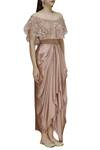 Divya Kanakia_Pink Sequin Off Shoulder Embellished Draped Gown _Online_at_Aza_Fashions