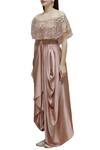 Buy_Divya Kanakia_Pink Sequin Off Shoulder Embellished Draped Gown _Online_at_Aza_Fashions