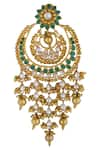 Moh-Maya by Disha Khatri_Gold Plated Stone Chandbali Earrings _Online_at_Aza_Fashions